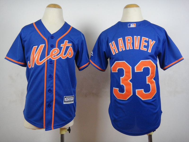 Youth New York Mets #33 Harvey Blue MLB Jerseys->new york mets->MLB Jersey